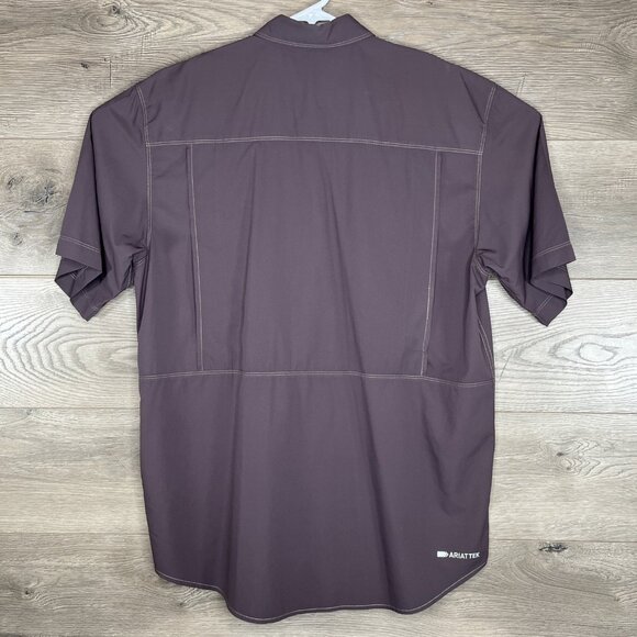 Ariat Tek Button Down Shirt Mens Med Brown  Performance Heat Series Button Up - Picture 6 of 10